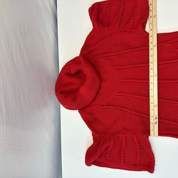 Vintage Y2K BCBGmaxazria Womens M Short Sleeve Sweater Red Cowl Neck Academia - Picture 8 of 9